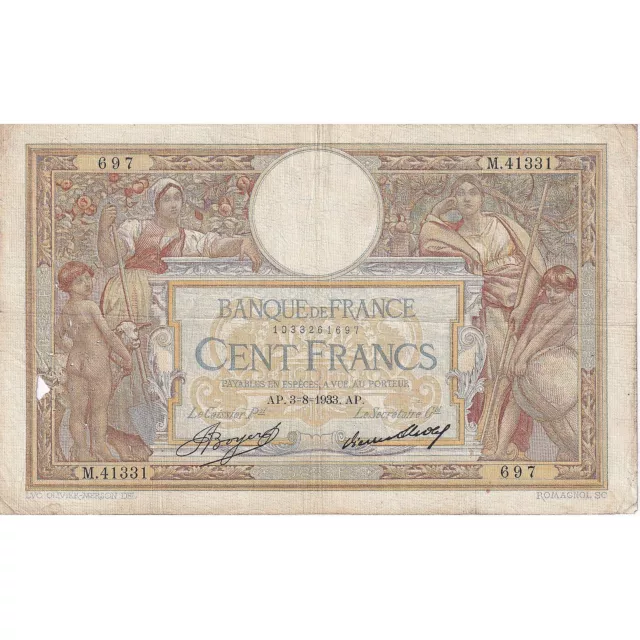 [#195752] France, 100 Francs, Luc Olivier Merson, 1933, M.41331, VF, Fayette:24.