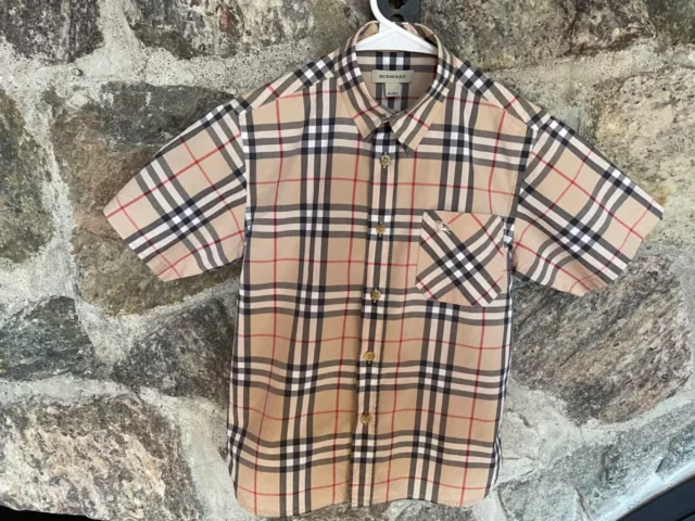 Burberry Childrens Check Checkered Short Sleeve Button Up Shirt. Size 8Y / 128cm