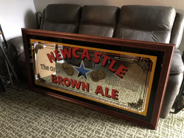 Newcastle Brown Ale Wood Frame Bar Pub Mirror