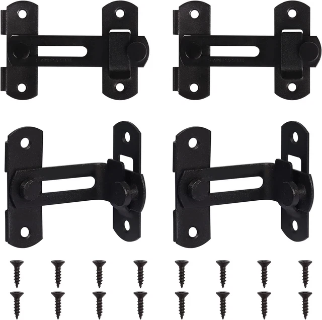 4Pcs Flip Barn Door Lock Latch Stainless Steel French Sliding Double Gate Latch