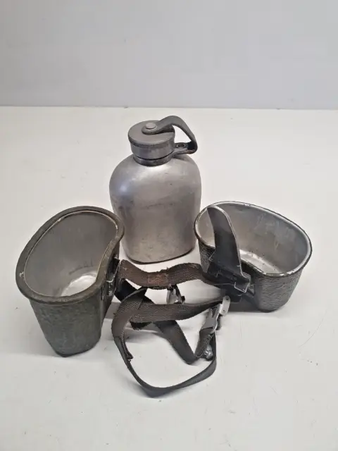 Original Bundeswehr Feldflasche Mit Alu-Hülle Oliv Bw Trinkflasche P5261