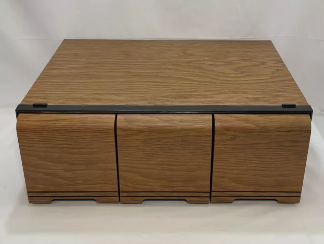 Vintage 60 CD 3 Drawer Holder Faux Wood Storage Case StackableSize 16”x12x6.5”