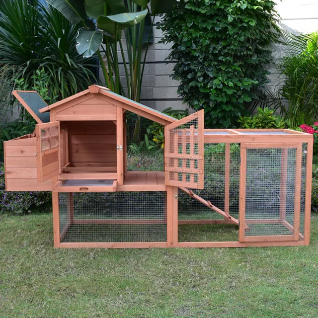 PawHub Extra Large Wooden Chicken Coop Rabbit Hutch Hatch Box With Run