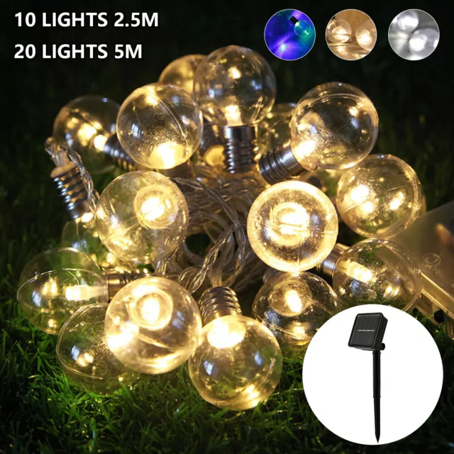 LED Solar Garden Fairy String Lights Outdoor Festoon Ball Globe Bulb Party Decor