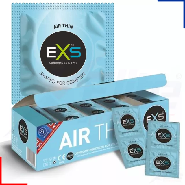 EXS Latex Condoms Air Thin Elite Feel 1, 3, 6, 1,2 24, 48 or 100 Pack - Discreet