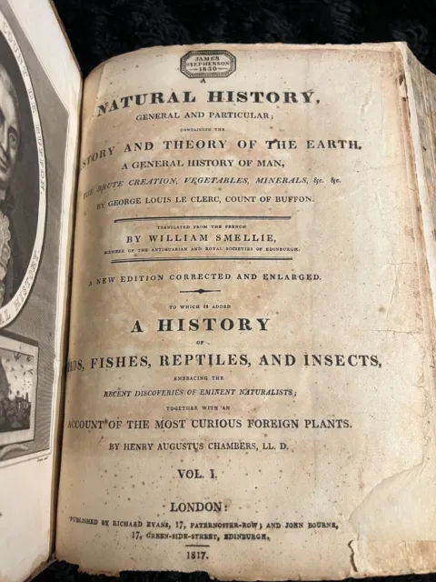 A Natural History, 1817 2 vol in one Buffon hand colored plates