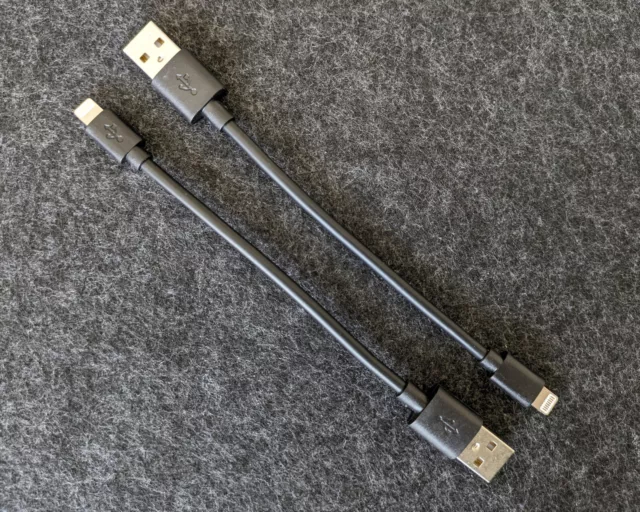 2x Ladekabel Datenkabel 15cm kurz 8-pin schwarz für iPhone iPod iPad AirPod