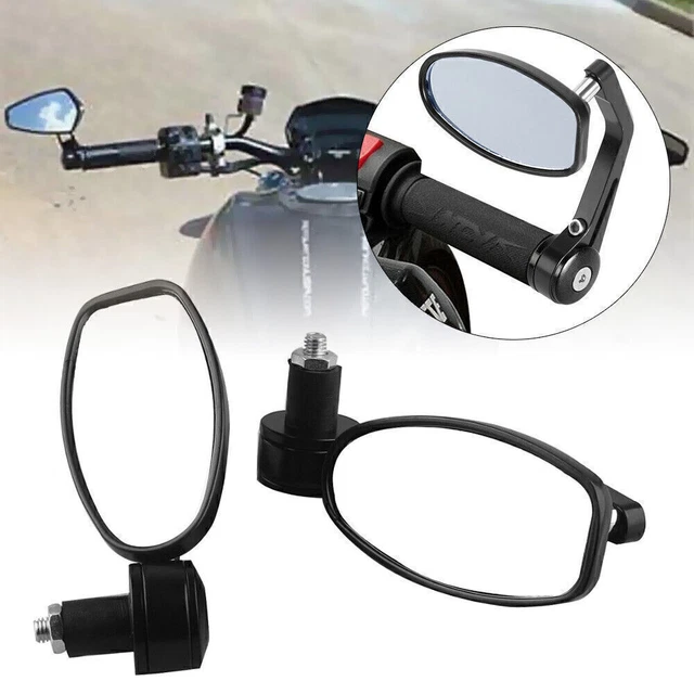 7/8" Rear View Side Mirrors Handle Bar End Oval 180 Degree Motorcycle Universal