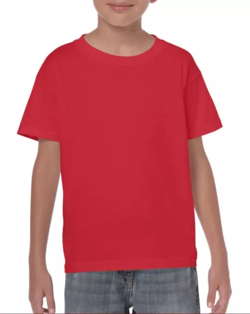 Plain Red Childrens Kids Boys Girls Childs Cotton Tee T-Shirt Tshirt Age 3-15