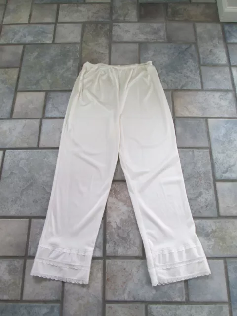 Vtg 70s Sears The Doesnt Slip Nylon Pants XL White Lace Leg Anti Cling USA Made