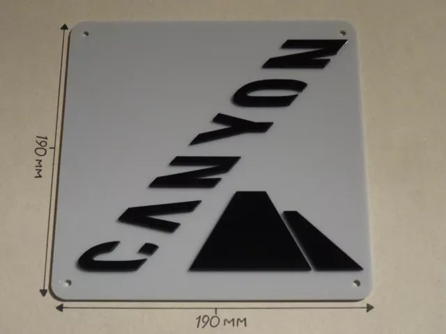 Canyon Bikes, Canyon Bike Acrylic Sign, Grey & Black 190mm X 190mm.