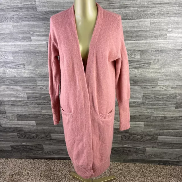 HALOGEN Open Style  Pink Wool Cashmere Long Cardigan Sweater Women's Size Medium