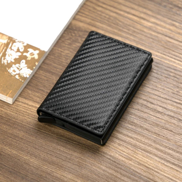 RFID Blocking Leather Mens Wallet Carbon Fiber Purse Slim ID Credit Card Holder 7