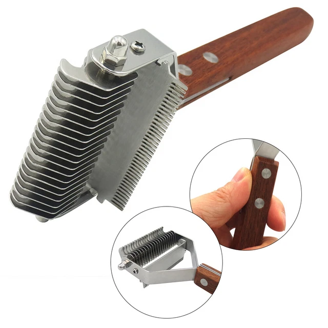 2side Dog Brush for Shedding Dematting Pet Grooming Cat Hair Undercoat Rake Comb 11