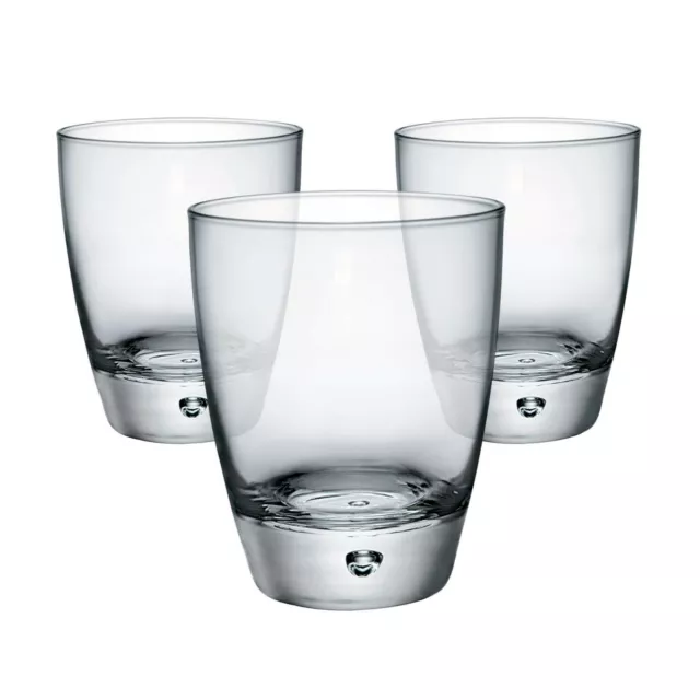 Bormioli Rocco Set 3x Wasserglas Luna 340 ml, Trinkglas Saftglas, mit Eisboden