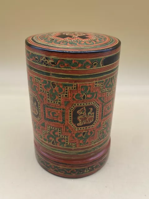 Betel Asian Tea Nut Box Burma Lacquer Monk Bowl Vintage Burmese Myanmar