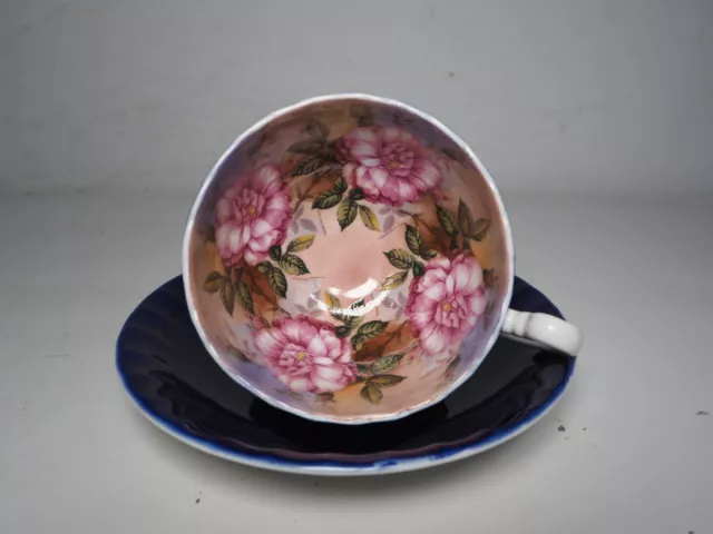 Aynsley Fine Bone China Cobalt Blue - Cabbage Rose Tea Cup & Saucer 1031