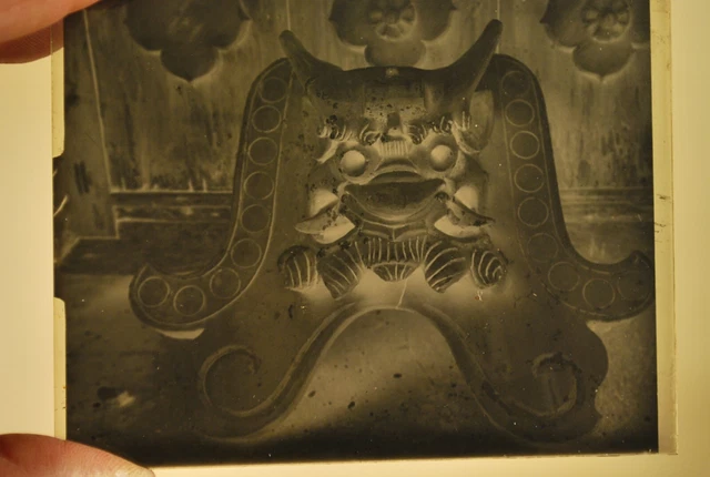 64 JAPANESE GLASS NEGATIVE PHOTO PLATE LOT c.1920 / BUDDHIST TEMPLE ARCHITECTURE