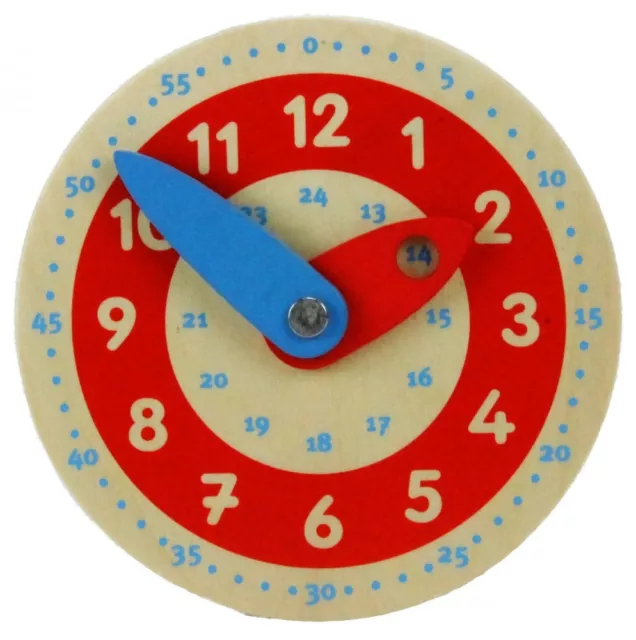 Goki Lernuhr Holz für Kinder bewegliche Zeiger Uhr mit Stunden & Minuten lernen