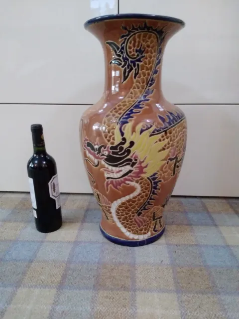 Ex large Chinese vase vintage huge 53cm dragons motif excellent condition