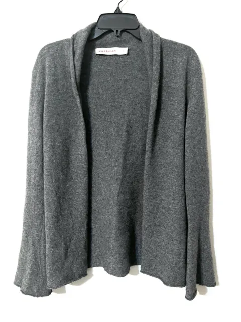 Jules Allen Womens Gray Cashmere Open Front Long Sleeve Sweater Cardigan Sz S