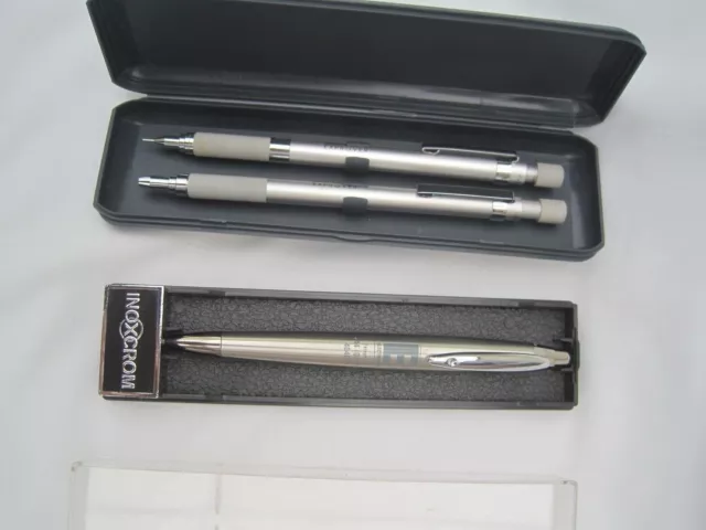 vintage- ballpoint pen and pencil set- Saint Gobain & Inoxcrom ballpoint-boxed