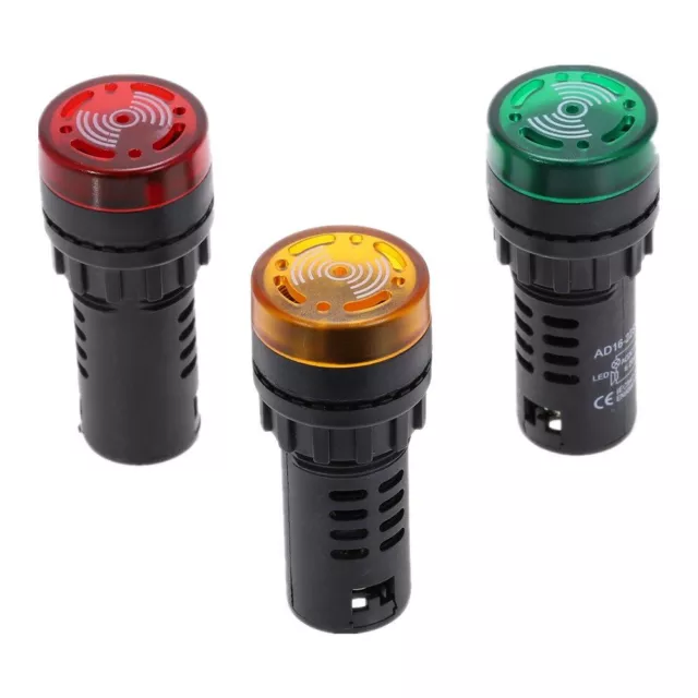 Flash Light LED Active Buzzer Beep Indicator Switch DC12V 24V AC110V AC220V 22mm