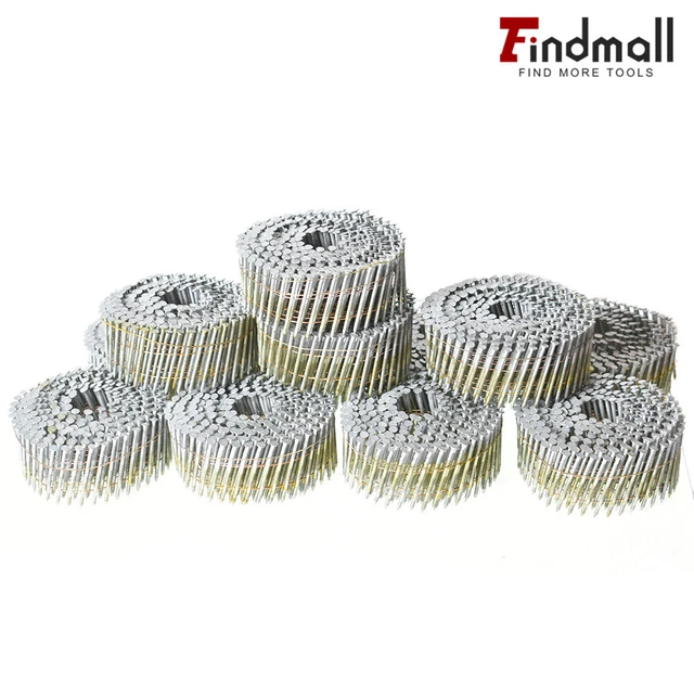 Findmall 3600Pcs 15Deg 1-3/4" x 0.092" Collated Wire Coil Round Head Siding Nail