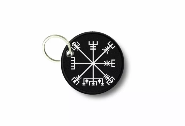 Porte cle cles clef brode patch ecusson biker symbol viking vegvisir