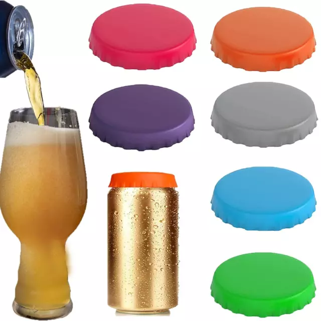 6 Pack Silicone Soda Can Lids Covers Cap Topper Saver Reusable Beer Coke Drink