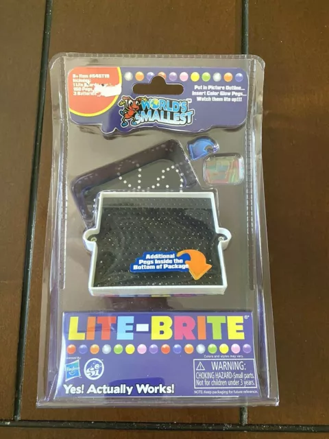 Worlds Smallest Brand LITE BRITE Mini Hasbro Lite Board with Pegs Toy New Sealed