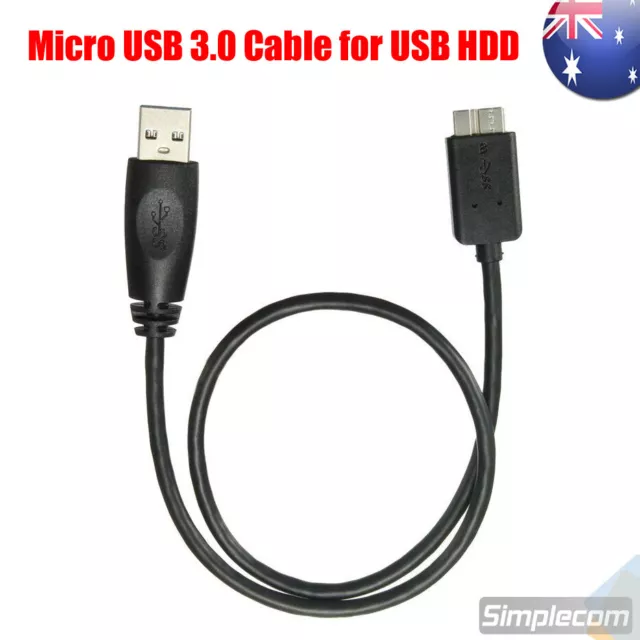 Flexible 0.3M USB 3.0 Male A to Micro B Cable Cord for External Hard Drive HDD