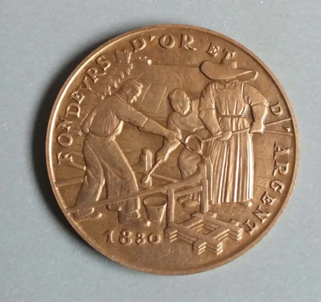 Medaille Bronze Fondeurs D Or Et D Argent 1830 Visite A La Monnaie 1960 Ø 3.6 Cm