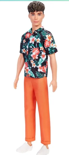 Barbie Ken Fashionistas Doll #184 Hawaiian Shirt Orange Trousers Brown Hair B91