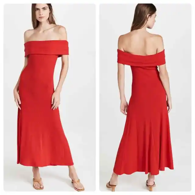 Mara Hoffman Imogen Dress Red Off Shoulder Size Large