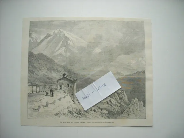 Gravure 1869. Le Sommet Du Mont Cenis, En Haute-Maurienne, Alpes.