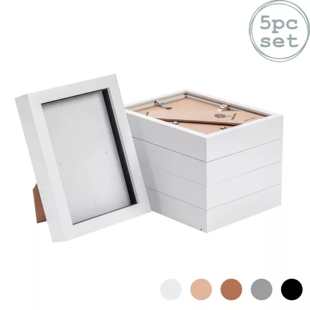 5x 3D Box Photo Frames Standing Hanging Craft Shadow Picture Frame 5 x 7" White