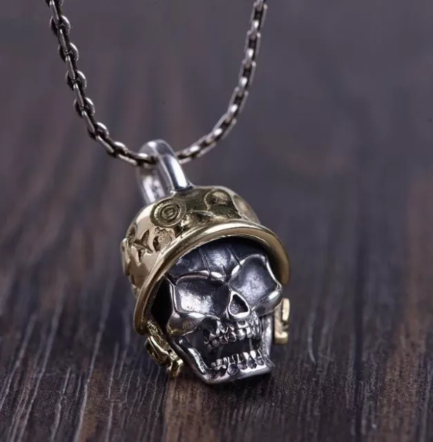 Soldier Skull Pendant Necklace & Chain HIGH QUALITY Military War WW2 Dog Tag