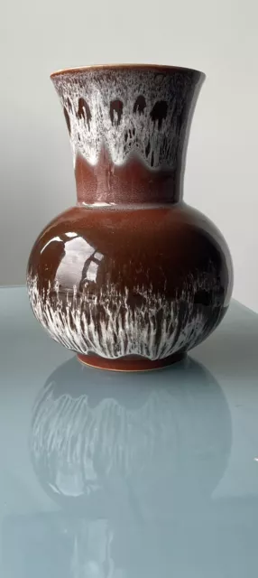 Vintage Kingston Pottery, Hull. Brown Drip Glaze Vase. Mid Century. Retro