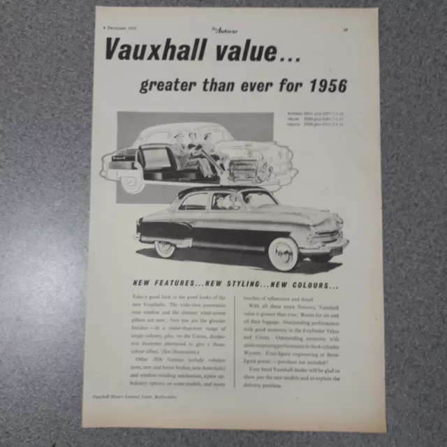 Vauxhall Motor Cars Original 1955 Paper magazine Advert