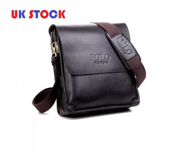 Genuine Faux Leather Pol Men's Crossbody Shoulder Messenger Bag Handbag