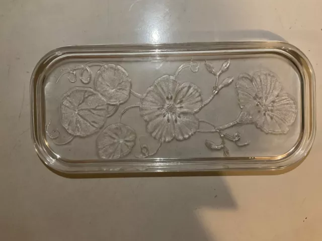 plat à cake en verre motif floral