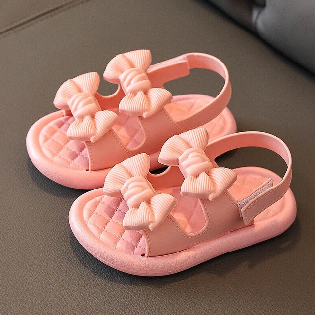 Kids  Girls Bow Flat Summer Sandals Toddler Baby Holiday Princess Shoes Size- 3