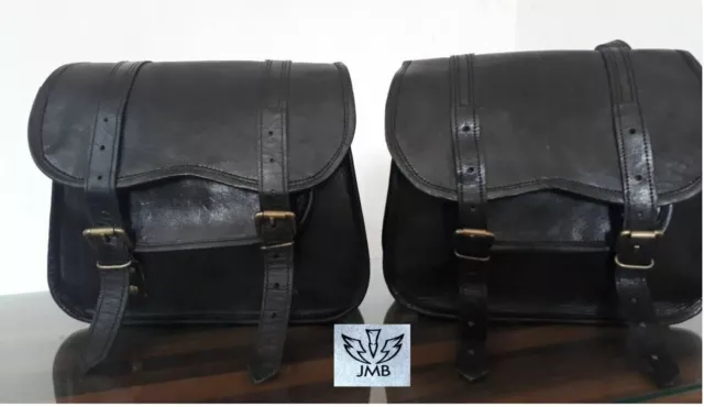 2 alforjas para motocicleta, bolsa de cuero negro, bolsas para alforjas,...