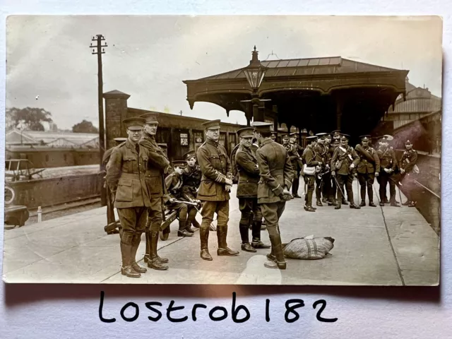 Norwich WEI Soldiers Outside Thorpe Station RP Postcard Unused 1914 By Jarrolds
