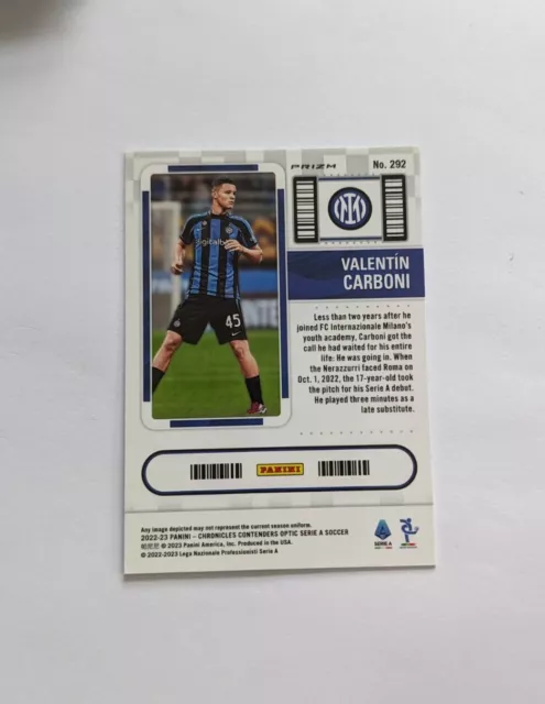 Valentin Carboni Optic Purple Contenders Prizm Mojo Rookie Rc Ticket Inter Milan 2