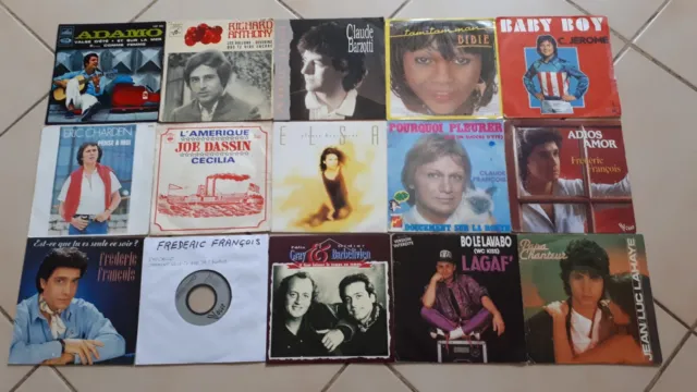 Lot de 50 disques vinyles 45 tours des années 60, 70, 80 ,90 (Lot N°8)