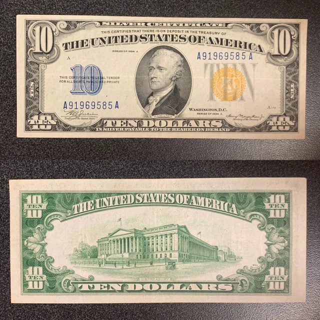 $10 1934A North Africa Sc A91969585A Silver Certificate Beautiful Wwii
