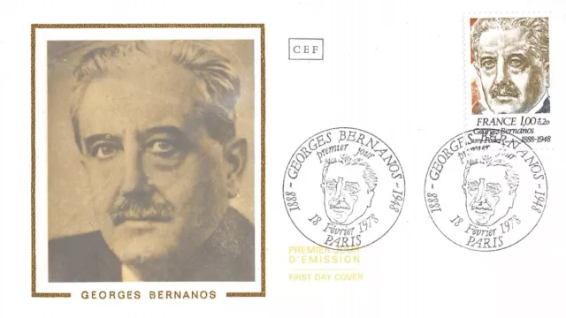 Enveloppe FDC FRANCE GEORGES BERNANOS écrivain 1978 PARIS n2