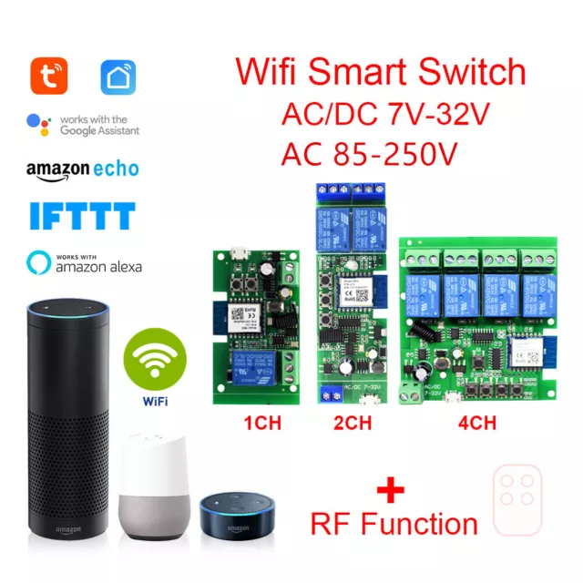 TUYA WiFi Funkschalter System Smart Switch Modul 7V 12V 32V 230V F Alexa Google